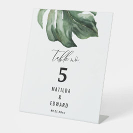 Aquarellpalme-Hochzeit Sockelschild