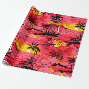 Aquarellpalme Silhouette und Strandmuster Geschenkpapier