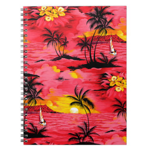 Aquarellpalme Silhouette und Strandmuster Notizblock