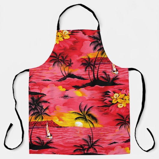 Aquarellpalme Silhouette und Strandmuster Schürze (Vorderseite)