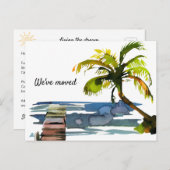 Aquarellpalme Tree Wir verschoben neue Adresse Ankündigungspostkarte (Vorne/Hinten)