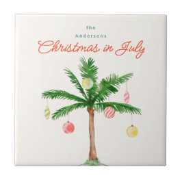 Aquarellpalme Tree Xmas im Juli GRILLEN Sommer Par Fliese