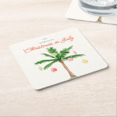 Aquarellpalme Tree Xmas im Juli GRILLEN Sommer Par Rechteckiger Pappuntersetzer (angewinkelt)