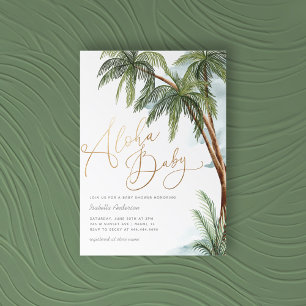 Aquarellpalme Trees Tropical Aloha Babydusche Einladung