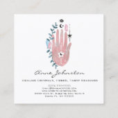 Aquarellpalme und Crystal Square Business Card Quadratische Visitenkarte (Rückseite)