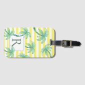 Aquarellpalme und gelb gestreifte Monogramm Gepäckanhänger (Vorderseite (Horizontal))
