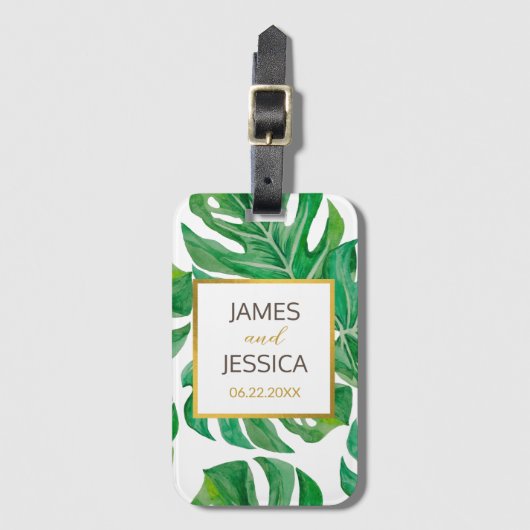 Aquarellpalme Verlasse Personalisierte Gastgeschen Gepäckanhänger (Vorderseite Vertikal)