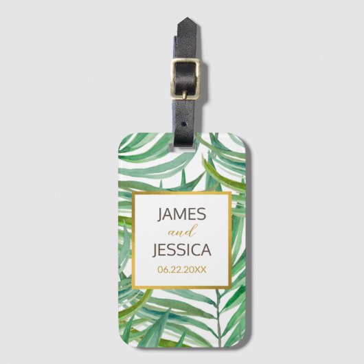Aquarellpalme Verlasse Personalisierte Gastgeschen Gepäckanhänger (Vorderseite Vertikal)