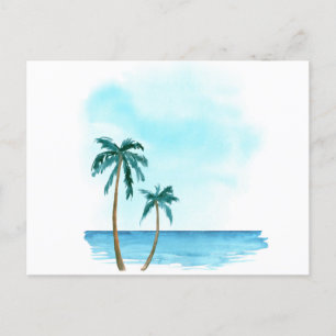 Aquarellpalmen am Strand Postkarte