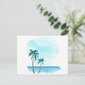 Aquarellpalmen am Strand Postkarte (Stehend Vorderseite)