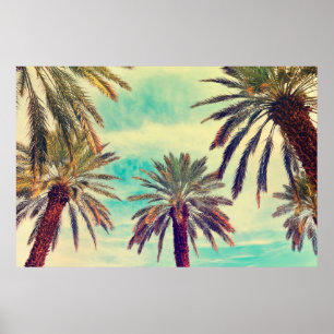 Aquarellpalmen an sonnigen Tagen Poster