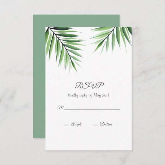 Aquarellpalmen RSVP Karte (Vorne/Hinten)