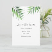 Aquarellpalmen Save The Date (Stehend Vorderseite)