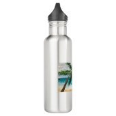 Aquarellpalmen Strand Meer hawaii Küste Edelstahlflasche (Links)