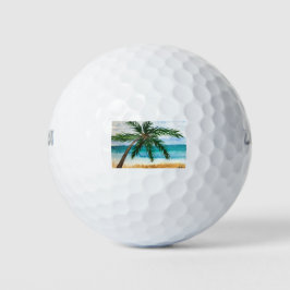 Aquarellpalmen Strand Meer hawaii Küste Golfball