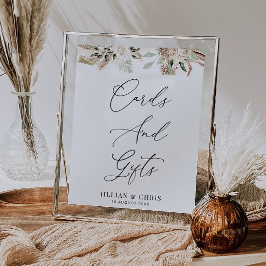 Aquarellpampas Blumenkarten und Geschenkschild Poster