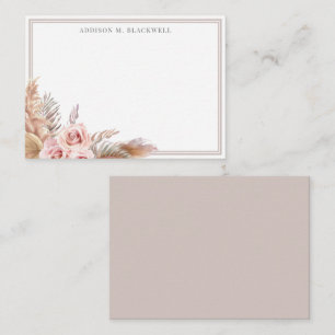 Aquarellpampas Gras Rose Individuelle Name Mitteilungskarte