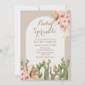 Aquarellpampas gras und Cactus Baby Sprinkle Einladung (Vorderseite)