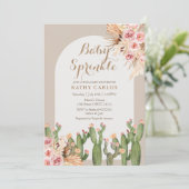 Aquarellpampas gras und Cactus Baby Sprinkle Einladung (Stehend Vorderseite)