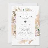 Aquarellpampas Grass & Blume Boho Hochzeit Einladung (Vorderseite)