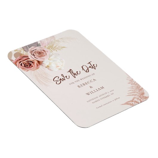 Aquarellpampas Grass Script Save the Date Magnet (Rechte Seite)