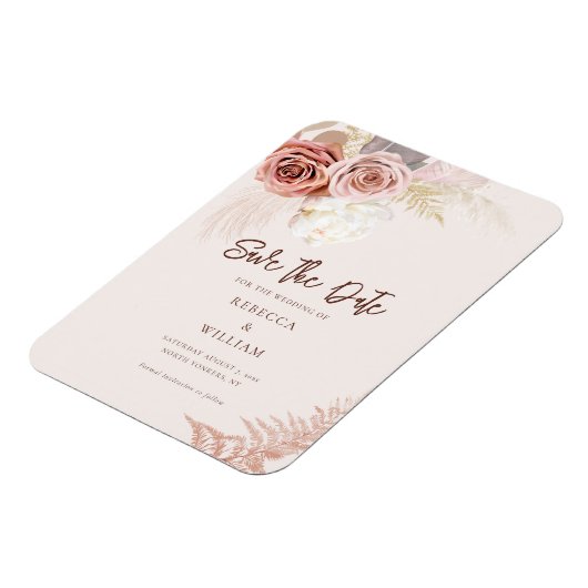 Aquarellpampas Grass Script Save the Date Magnet (Linke Seite)