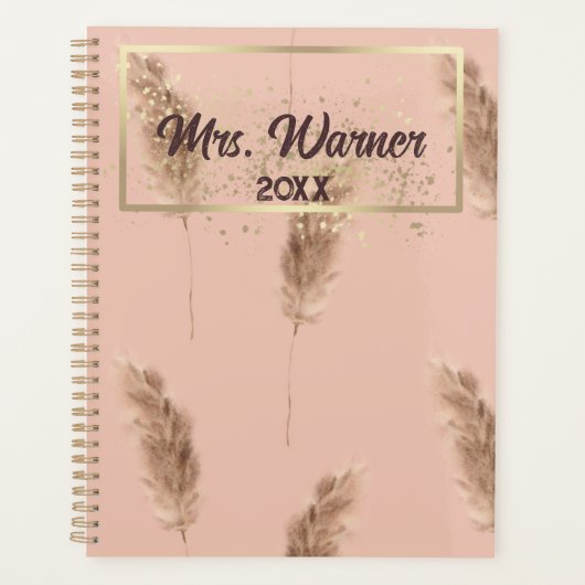 Aquarellpampas Personalisiert Teacher-Geschenk Planer (Vorderseite)