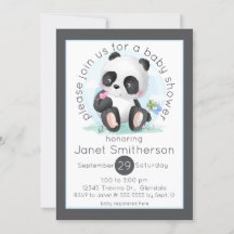 Aquarellpanda mit Butterflies Babydusche