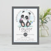 Aquarellpanda mit Schmetterlingen Geburtstag Einladung (Stehend Vorderseite)