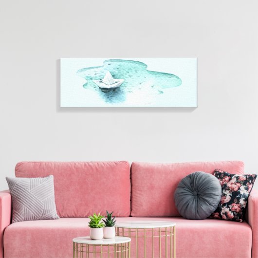 Aquarellpapier Boat Canvas Print Leinwanddruck (Insitu (Wohnzimmer))