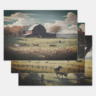 Aquarellpapier für Bauernhäuser Geschenkpapier Set
