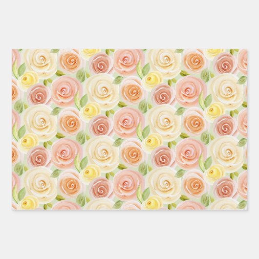 Aquarellpapier für Herbst-Rose Geschenkpapier Set (Vorderseite)