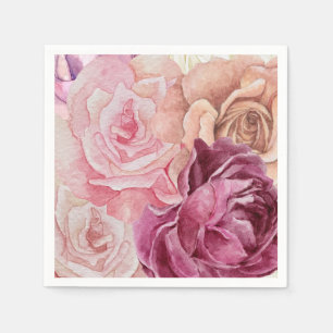 "Aquarellpapier Napkins - Elegante Rose de Floral Serviette