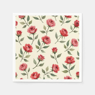 Aquarellpapier Napkins Rote Rose Serviette