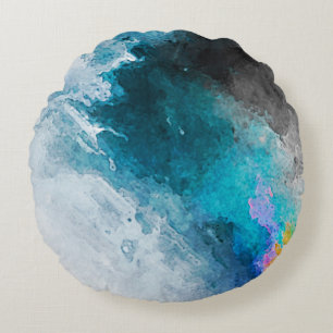 Aquarellpapierhintergrund. Abstrakte gemalte Illu Rundes Kissen