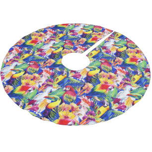 Aquarellparrosen Polyester Weihnachtsbaumdecke