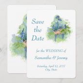Aquarellparrots Blaugrün Save the Date (Vorne/Hinten)