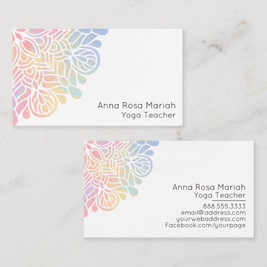 *~* Aquarellpastel Rainbow Mandala Spirituell Visitenkarte (Vorne/Hinten)
