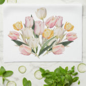 Aquarellpastel Tulip Bouquet Geschirrtuch (Gefaltet)