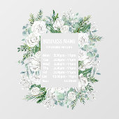 Aquarellpastellblauer Blumenkranz Öffnungszeiten Fensteraufkleber (Blatt)