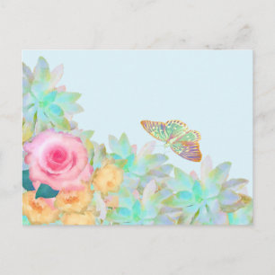 Aquarellpastellblume, Sukkulturen und Rose Postkarte