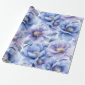 Aquarellpastellfarben Blau und Lila Peelingflora Geschenkpapier (Ungerollt)