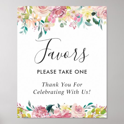 Aquarellpastellfarben Blush Gastgeschenke Hochzeit Poster (Vorne)