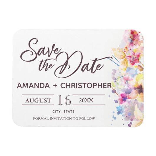 Aquarellpastellfarben | Datum speichern Magnet (Horizontal)