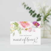 Aquarellpastellfarben, floral, meine Trauzeugin Einladungspostkarte (Stehend Vorderseite)