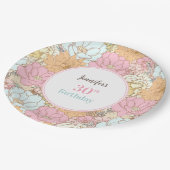 Aquarellpastellfarben Floral Pink Sommer Geburtsta Pappteller (Schrägansicht)