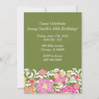 Aquarellpastellfarben Floral Zum Geburtstag Einlad Einladung