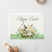 Aquarellpastellfarben Gelbe Tulpen Hobby Ostern Mitteilungskarte (Vorderseite/Rückseite Beispiel)