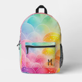 Aquarellpastellfarben Niedliches Monogramm Bedruckter Rucksack (Vorderseite)