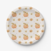 Aquarellpastellfarben Orange Pumpkin Floral Muster Pappteller (Vorderseite)